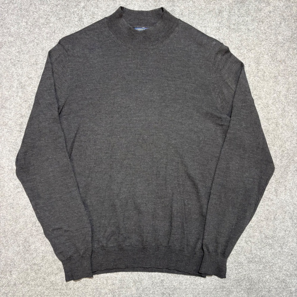 Joseph & Lyman Mens Charcoal Grey 100% Italian Merino Wool Mock Neck Sweater M
